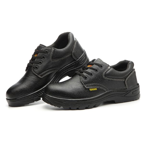 Shengjie embossed cow leather upper material and rubber outsole material quality steel toe steel plate safety shoes