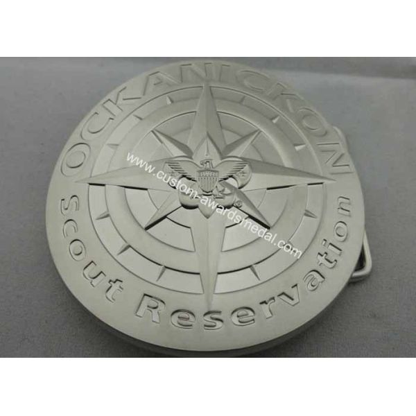 3D Zinc Alloy Metal Scout Reservation Belt Buckle with Misty Nickel Plating for Awards, Souvenir Gift
