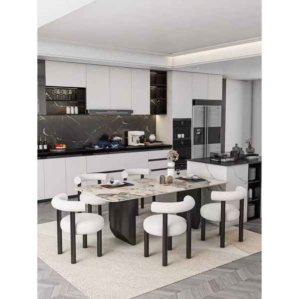 Modern European Style Living Room Ceramic Top Table Set Indoor Outdoor Tables Chairs