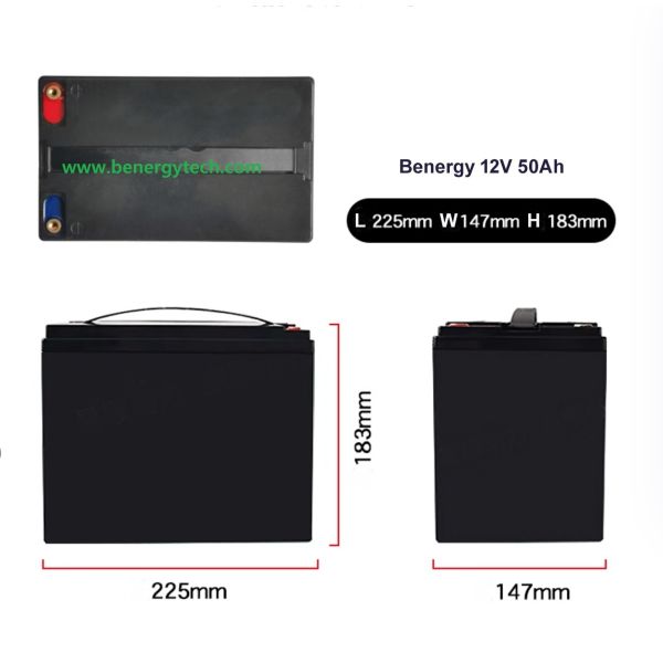 BENERGY 12V 52Ah LiFePO4 Battery for Marine Solar UPS