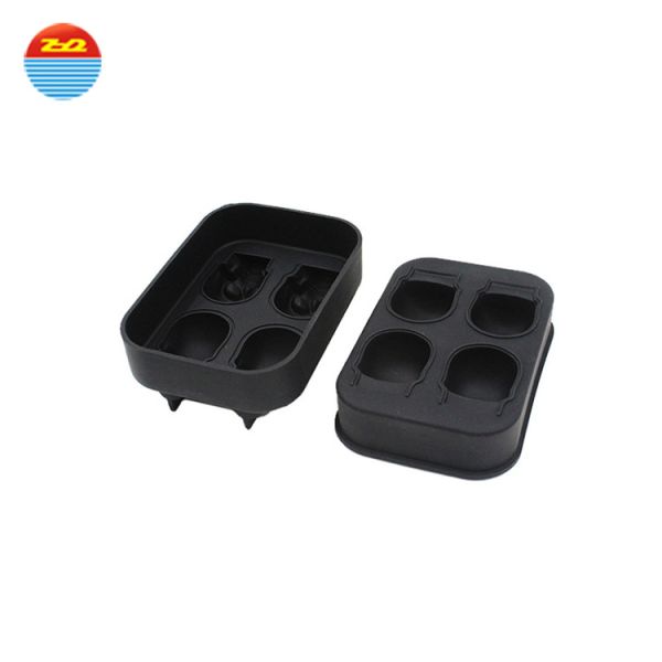 Black Color Silicone Ice Cube Tray With Lid , Refrigerator Round Silicone Ice