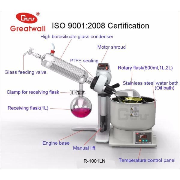500ml, 1L, 2L, 5L, 10L, 20L, 50L high quality rotary evaporator with stainless steel water