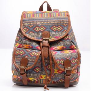 New wave canvas printing leisure backpack schoolbag travel Female
