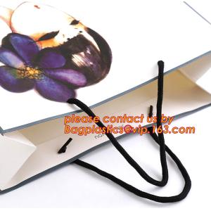 Recycle eco friendly Brown flat bottom shopping kraft paper bag With Paper Handle, Recyclable luxury style printed gift