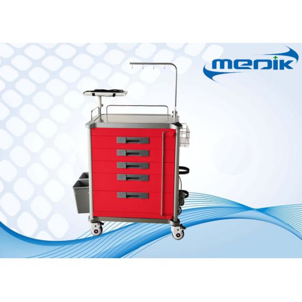 Buy Four Aluminum Columns Emergency Medical Cart With Central Drawer Lock at wholesale prices