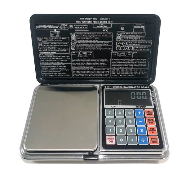 Buy 500g/1000g/100g/200g/300g Capacity LCD Display 6-in-1 Jewelry Pocket Scale with Counting Calculator and Clock Functions at wholesale prices