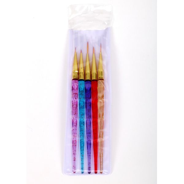 Professional Nylon Brush 5 Colors Acrylic Liner Nail Drawing Pen for Detail Design