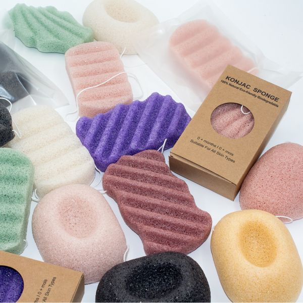 Buy Organic Skincare Body Bath Wave Shaped Konjac Sponge at wholesale prices