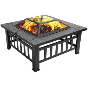 Outdoor 32'' Metal Charcoal Heating Stove For Patio Wood Burning Fireplace