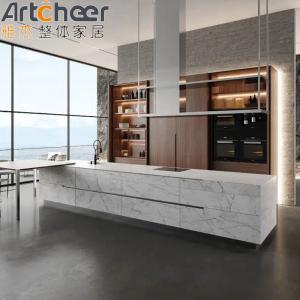 Modular Acrylic Kitchen Cabinet Door with Aluminium Frame and Sintered Stone