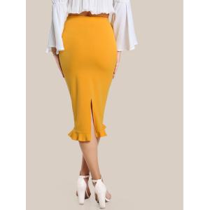 Fashion 2018 Yellow Package Hip Pencil Office Skirts Women