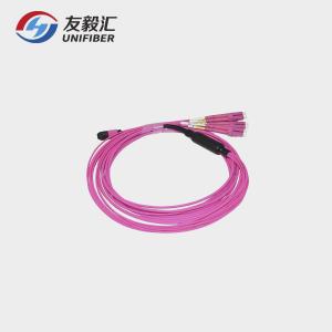 8 Fiber OM4 MPO To 4xLC Fiber Breakout Cable 3.0mm Diameter 5m Violet Color