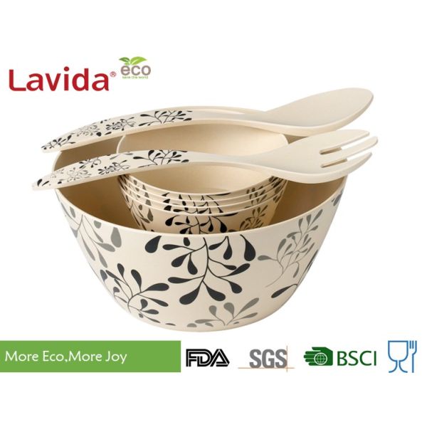 2018 New Style customized logo and pattern accetable Organic Eco Bamboo Fibre Bowl Natrural bamboo fibre serving bowl