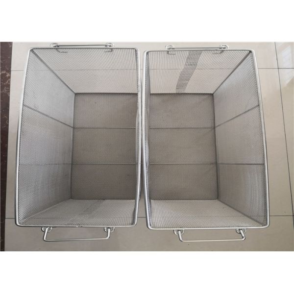 Medical Rectangular Sterilized Stainless Steel Mesh Basket With Handles