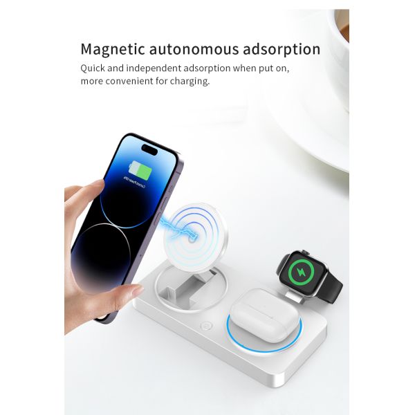 Type C Interface Wireless Charger with 15W Cell Phone Output Multifunctional Supports Apple Charging ABS PC Material