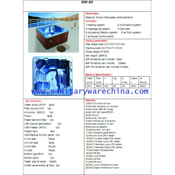 hot tub ,Outdoor Bathtub,swim spa,whirlpool,bahtub ,hot bathtub,swing pool SPAF-327