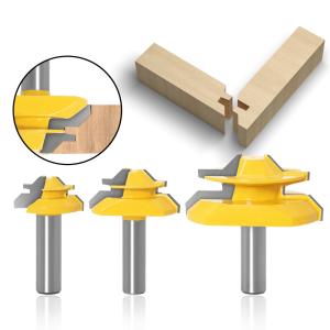 China 45 Degree Lock Miter Router Bit Woodwork  Cutter Tool  1/2 Inch Shank Milling Cutter Wood Furniture Engraving Carving Tools on sale