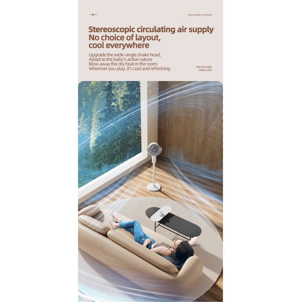 FLOOR Installation 4000mA USB Rechargeable Floor Standing Fan with Adjustable Height