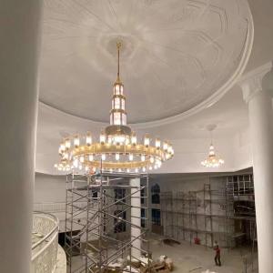 Custom Design Mosque Crystal Glass Project Lighting Stainless Steel Mosque