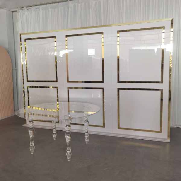 Hot sale new design 3 pcs set white acrylic backdrop for wedding stage decoration