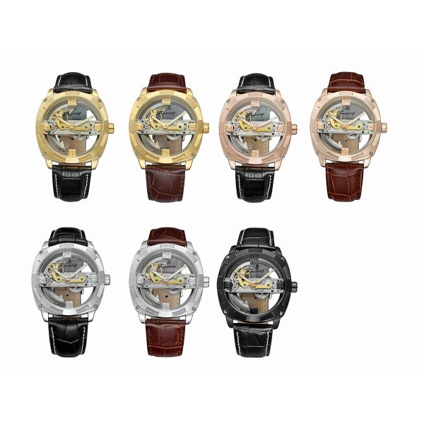 Fashion 44mm Automatic Mechanical Watch OEM Mens Automatic Skeleton Watch