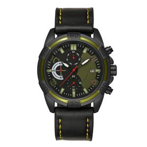 48mm Leather Strap Customized Military Quartz Watch Multi Function Hardy