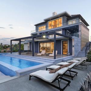 China Outdoor Swimming Pool Waterproof Sunshade Customized Aluminum Alloy Pergola on sale