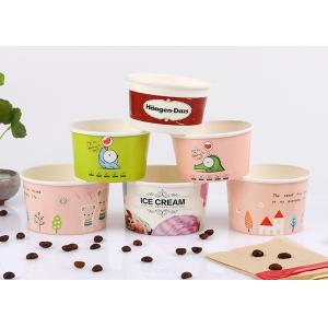 Branded Paper Cups For Ice Cream Logo Printing With Cover And Spoon
