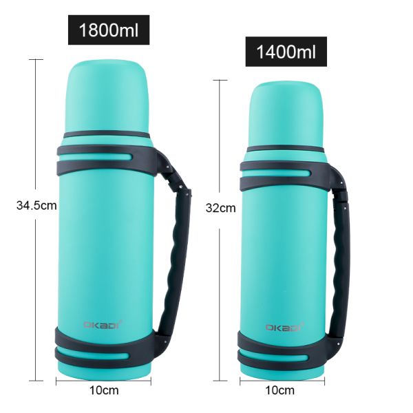 1.4L/1.8L Stainless Steel Vacuum Travel Pot Outdoor Sports Thermal Flask Water Bottle With Handle