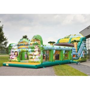 Safety Jungle World Commercial Inflatable Slide With Obstacle Course