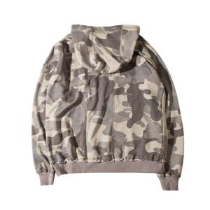 wholesale high street fashion mens camo pullover fringe bottom hoodies