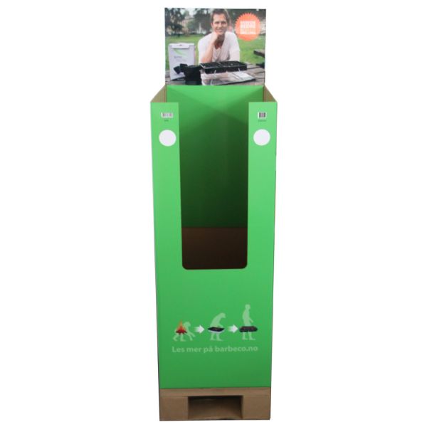 Square Shape Cardboard Shipper Display Green Color Varnishing Surface Treatment