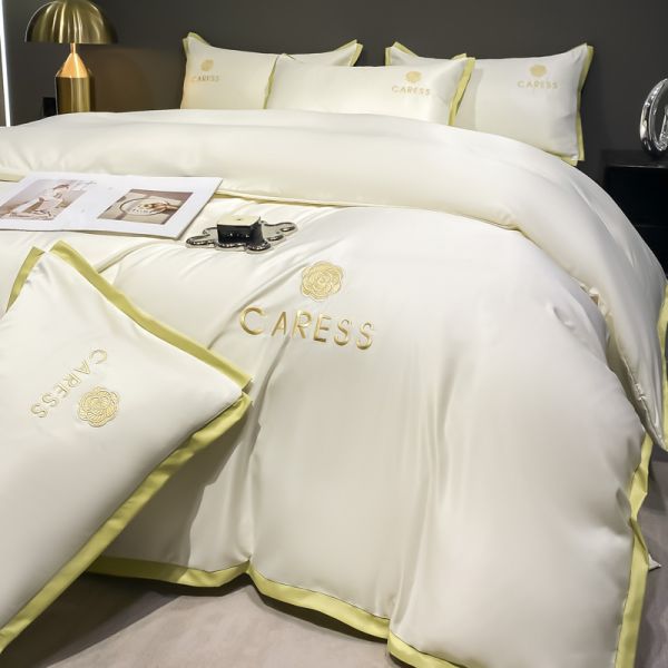 Luxury Washed Silk Embroidery Bedding Set Bed Cover Set for Hospital School Home