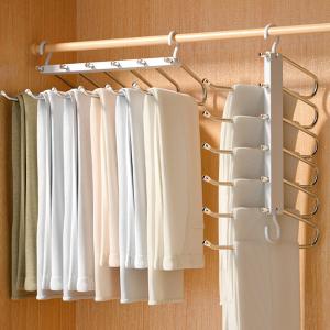 Space Saving Pants Hangers Non-Slip Clothes Organizer 5 Layered Pants Rack