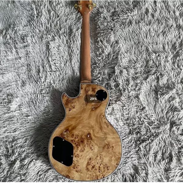 Custom Gibson Style Les Paul LP Electric Guitar Nature Burl Maple Top Mahogany Body Gold Hardware