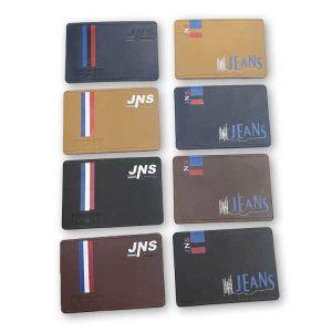 Black Sliver Clothes PU Leather Label Custom Jeans Metal Logos Sewing Label