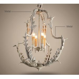 White rustic wrought iron chandelier (WH-CI-48)