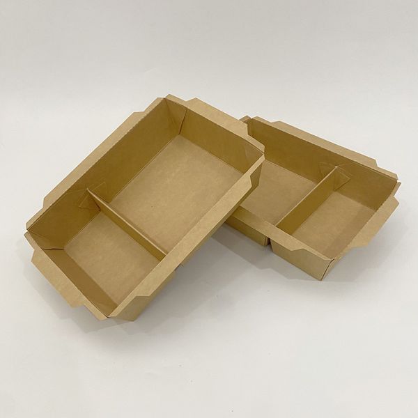 Custom Printed Food Paper Trays Disposable Takeout Brown Packaging