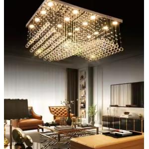 Customized Modern Living Room LED Wave Rectangular String Crystal Lamp Hotel