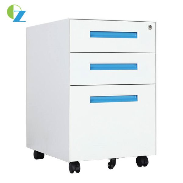 Buy Antiwear Blue Handle Metal Mobile Pedestal Cabinet With 520MM Depth at wholesale prices