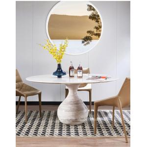 Sturdy Hotel Restaurant Furniture Round Shape Natural Marble Dining Table