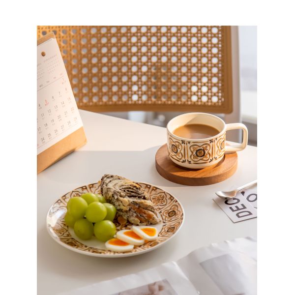 Retro Style 200ml Turkish Coffee Cups With Saucer And Vintage Ceramic Tea Plates Set