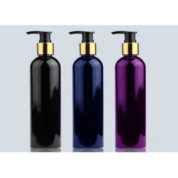 Buy 250ml Capacity Black PET Plastic Bottle Cosmetic Packaging With Lotion Pump at wholesale prices