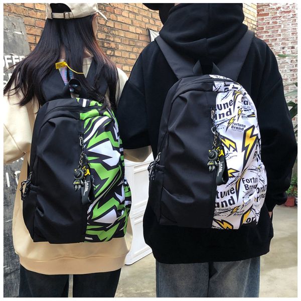 FASHION COLOR SPLICING NEW CASUAL BACKPACK JUNIOR HIGH SCHOOL STUDENT BAG MULTI-FUNCTIONAL LARGE CAPACITY BAG
