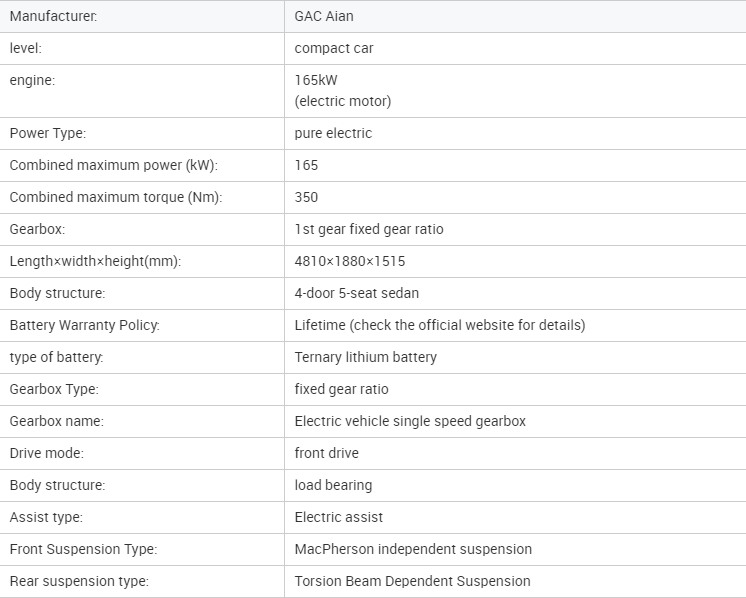 2023 Aion Y 70 80 Electric Vehicles Electric Car with Lithium Battery and 6-8 Hours Charging Time