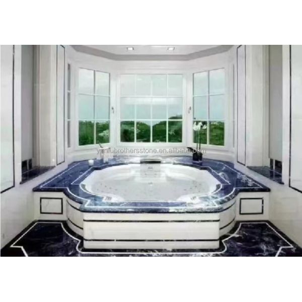 Modern Blue Stone Polished Cloisonne Marble Tile for Dining Room and Living Space