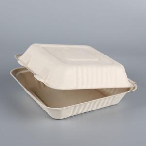 biodegradable disposable 3 compartments clamshell sugarcane fast food container