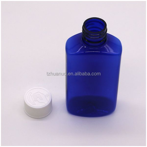Base Material PET 120ML Square Sterile Cough Syrup Oral Liquid Bottle Child Safety Cap