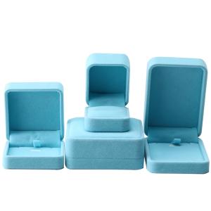 premium velvet square sky blue velvet jewelry box for bracelet Necklace ring