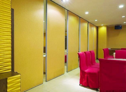 Yellow Movable Partition Walls , Hotel Conference Room Sliding Folding Partition
